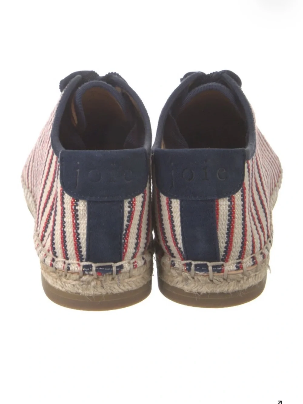 Maje Striped Canvas Espadrille Lace-Up Shoe in Navy/Red